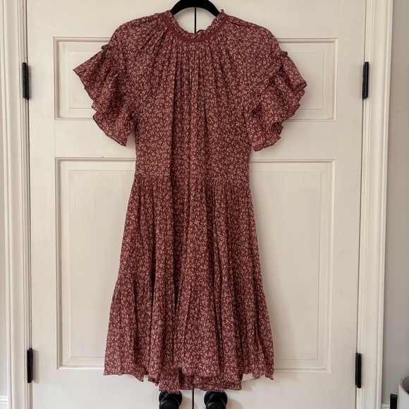 Ulla Johnson Clay Doris Dress Tiered Ruffle Vine Floral Print Size 2 - Picture 6 of 16